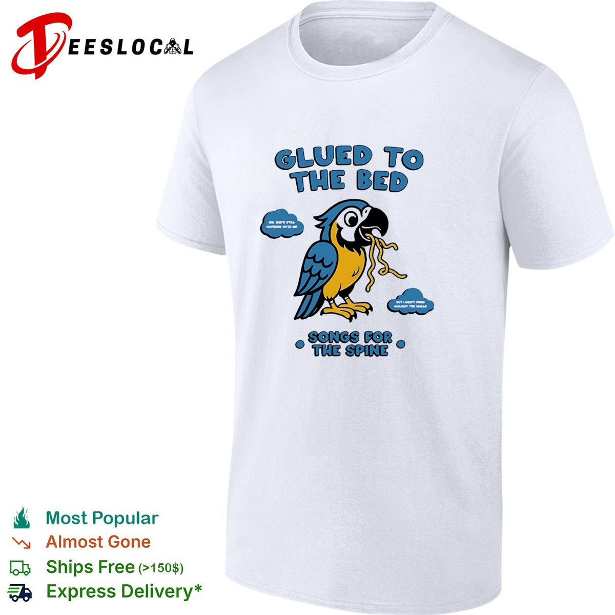 Glued to the bed parrot songs for the spine album art shirt Unisex
