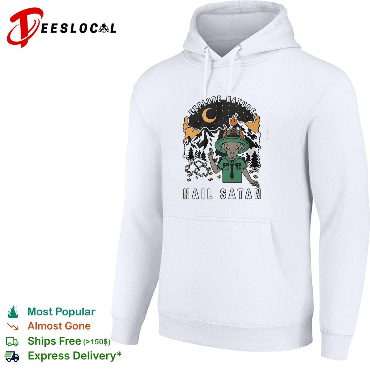 Goat scout pointing explore nature hail satan shirt Unisex