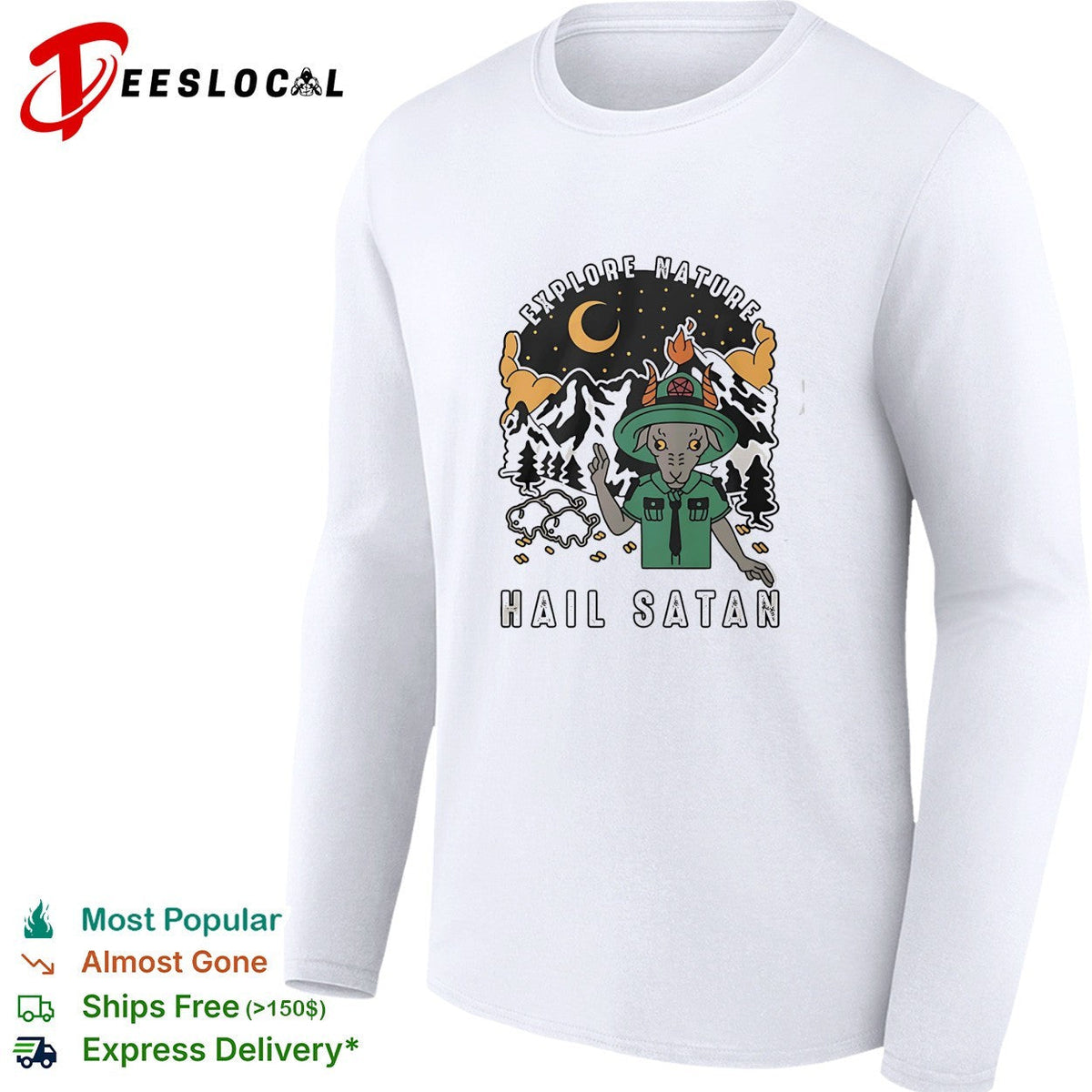 Goat scout pointing explore nature hail satan shirt Unisex