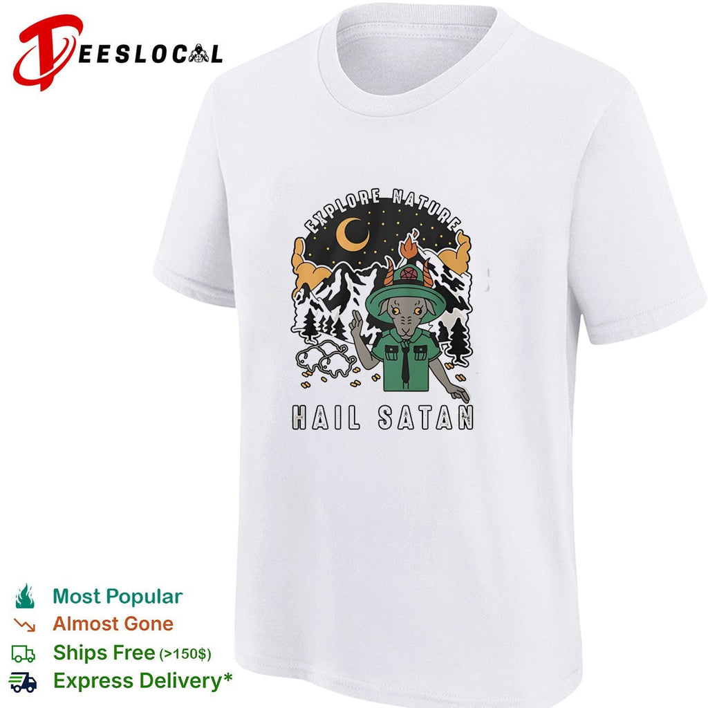 Goat scout pointing explore nature hail satan shirt Unisex