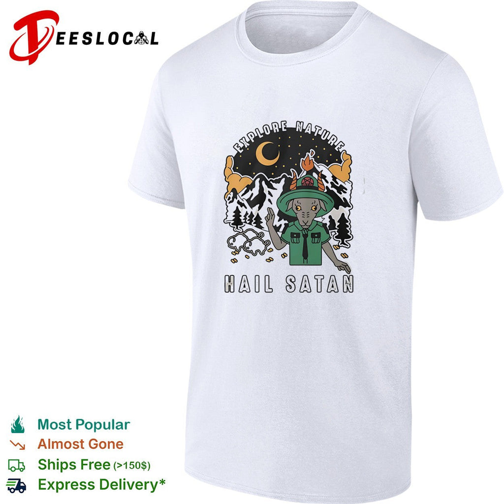 Goat scout pointing explore nature hail satan shirt Unisex