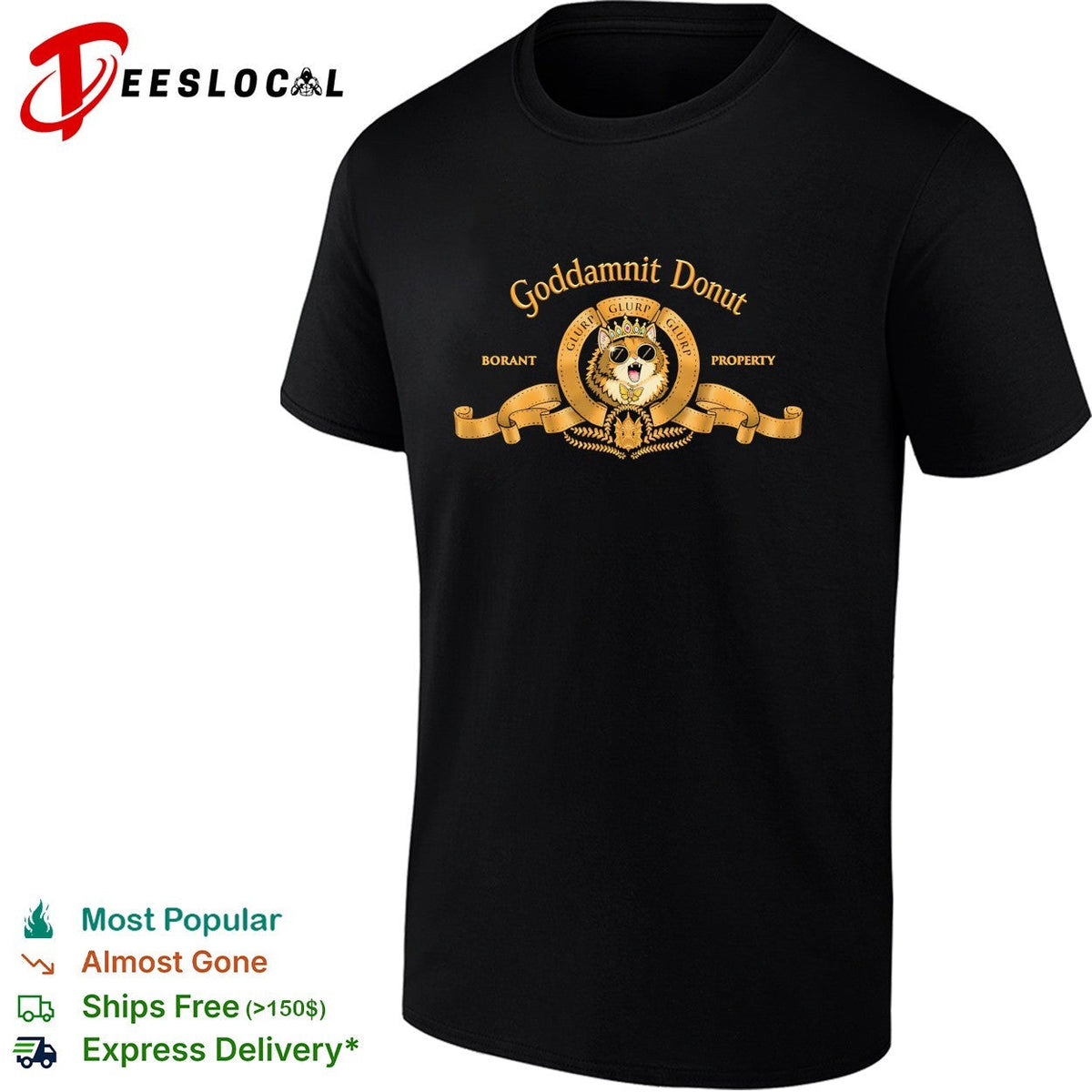 Goddamnit Donut Borant Property Cat Crown Sunglasses Butterfly Gold Laurel shirt Unisex