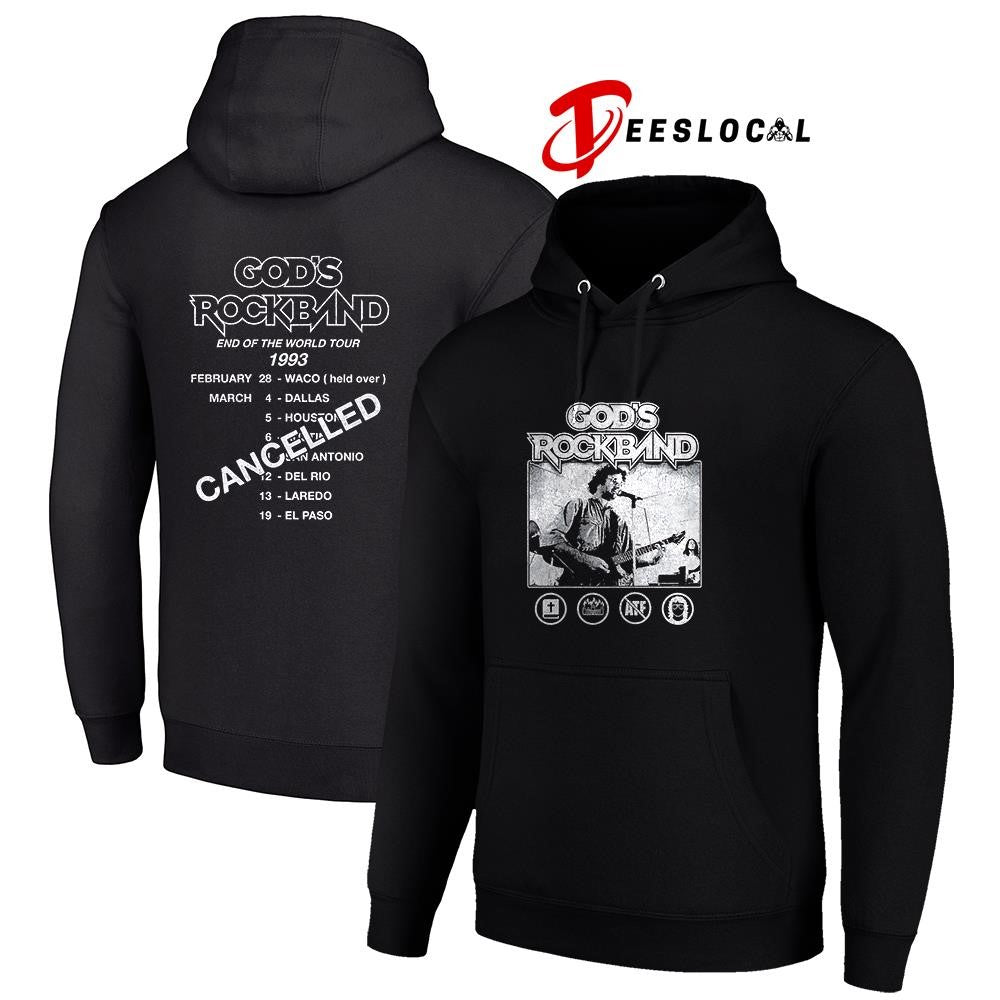 God’s Rockband David Koresh end of the world tour 1993 graphic shirt Unisex