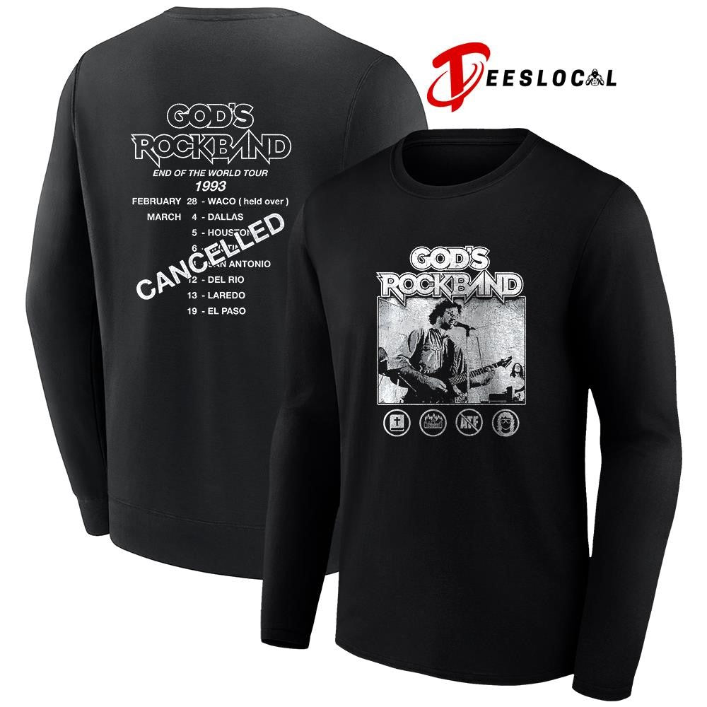 God’s Rockband David Koresh end of the world tour 1993 graphic shirt Unisex