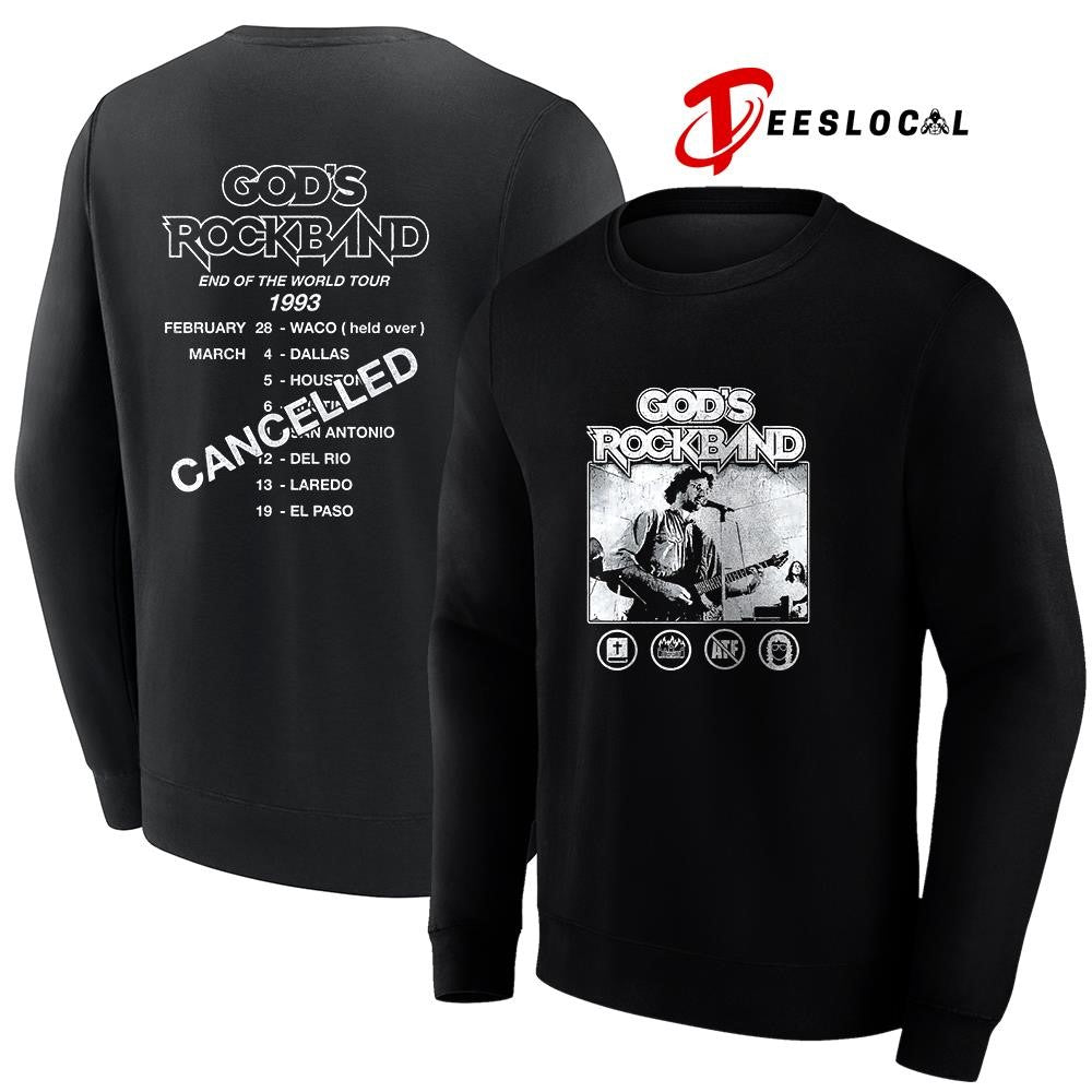 God’s Rockband David Koresh end of the world tour 1993 graphic shirt Unisex