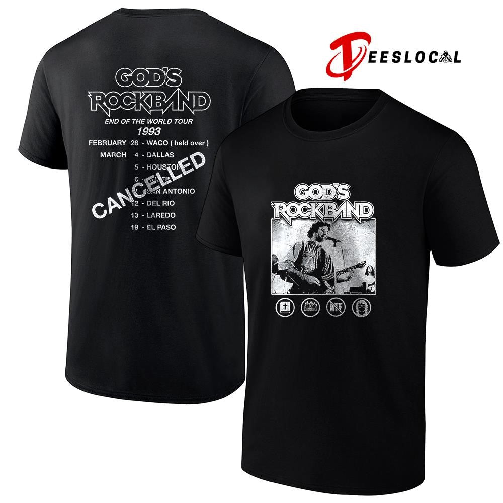 God’s Rockband David Koresh end of the world tour 1993 graphic shirt Unisex