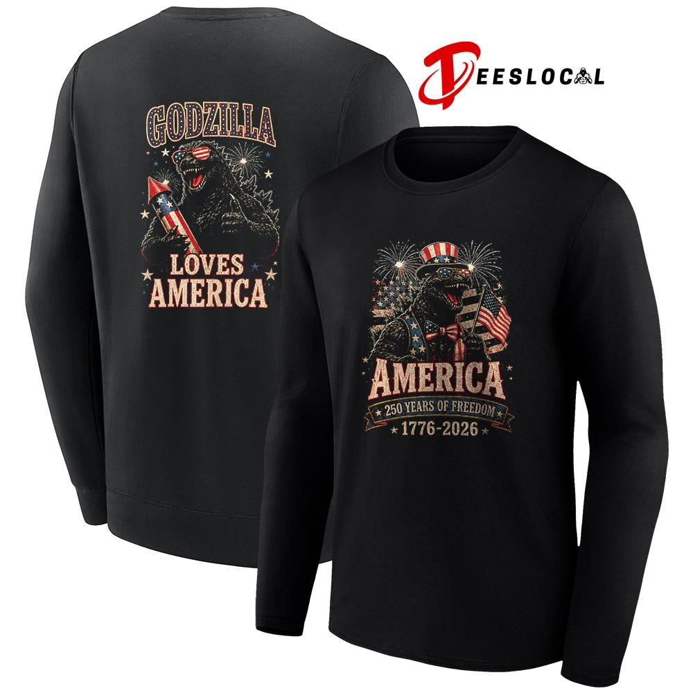 Godzilla America 250 years of freedom loves America shirt Unisex