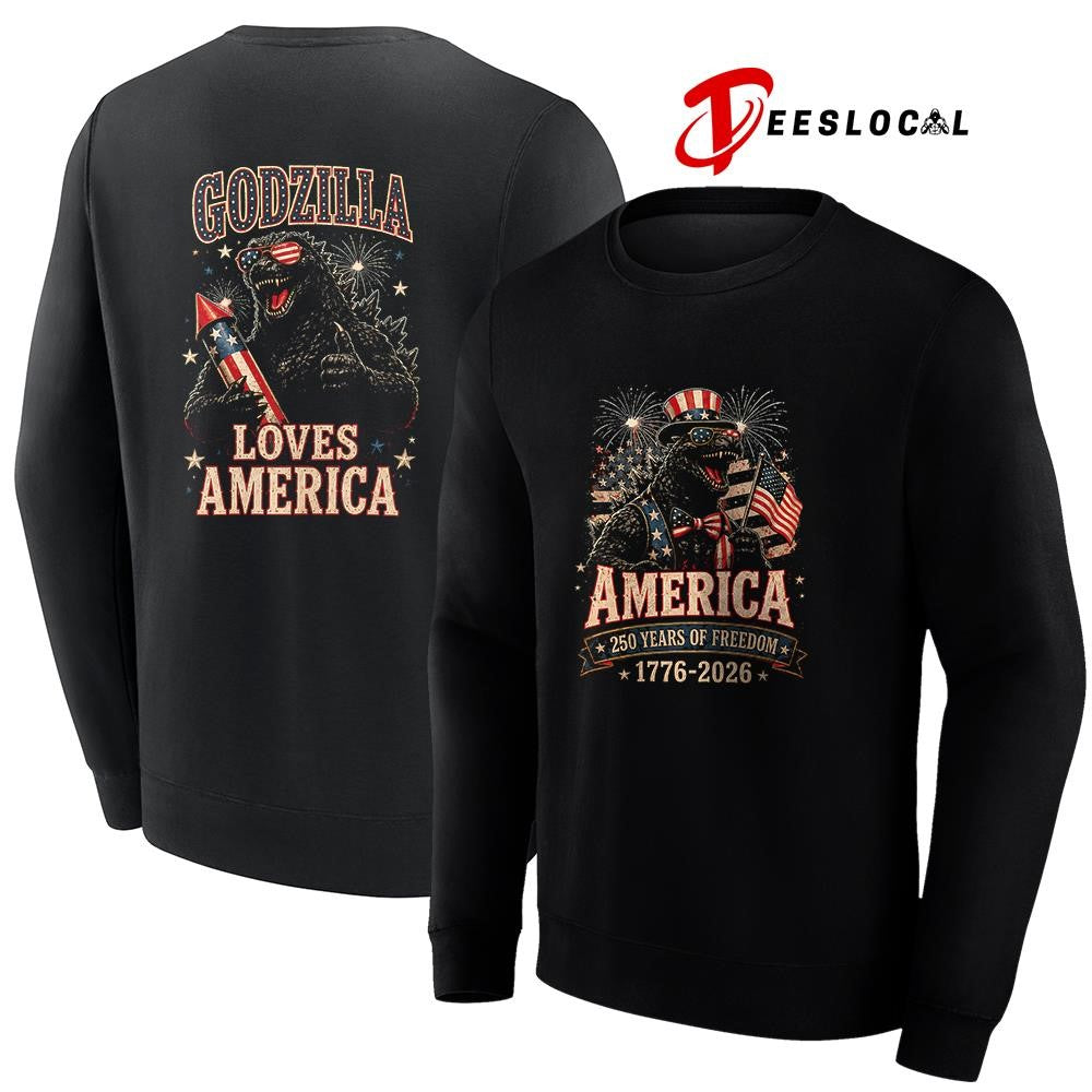 Godzilla America 250 years of freedom loves America shirt Unisex
