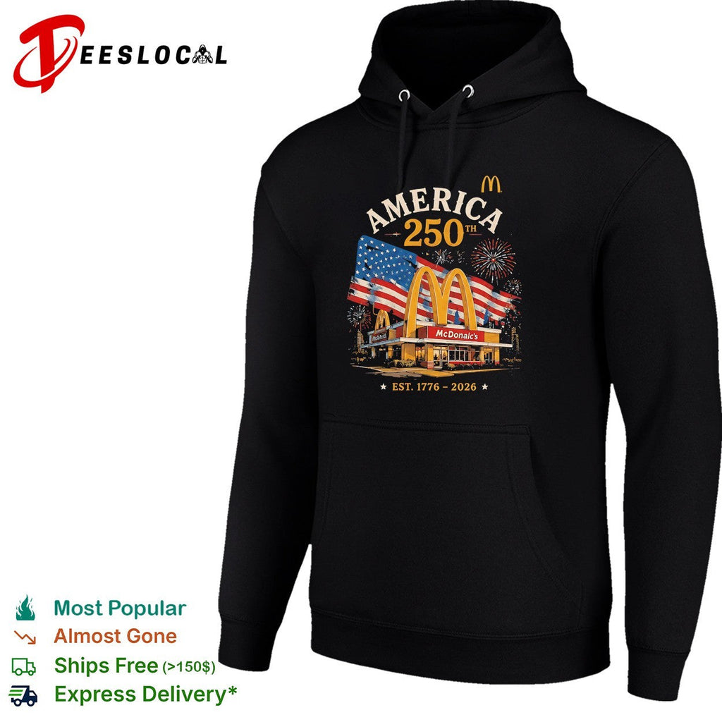 Golden arches restaurant America 250th anniversary fireworks poster shirt Unisex