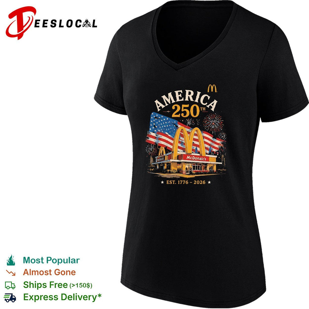 Golden arches restaurant America 250th anniversary fireworks poster shirt Unisex