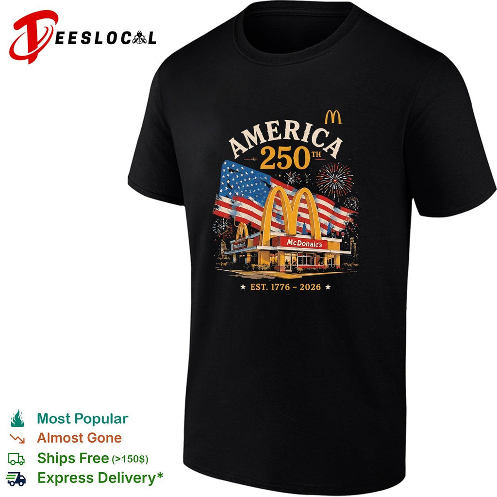 Golden arches restaurant America 250th anniversary fireworks poster shirt Unisex