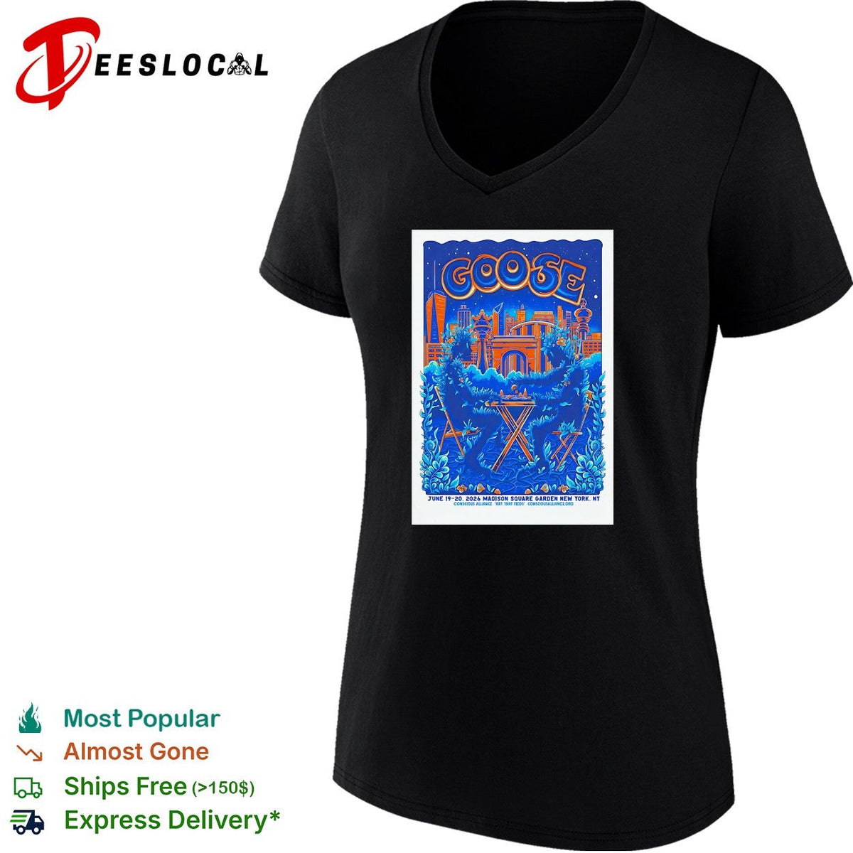 Goose band concert poster art Madison Square Garden New York June 2026 graphic shirt Unisex