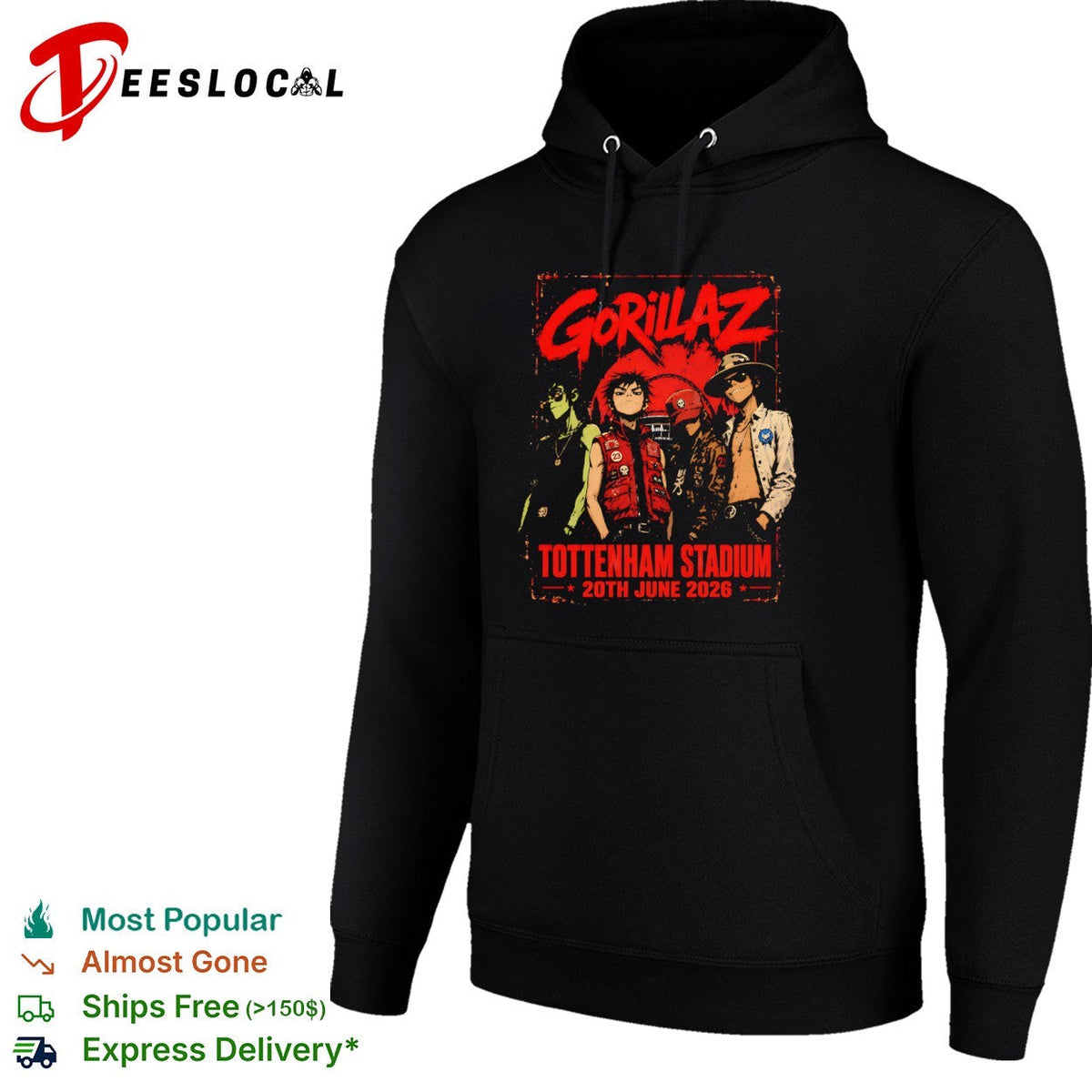 Gorillaz Tottenham Stadium 20th June 2026 shirt Unisex