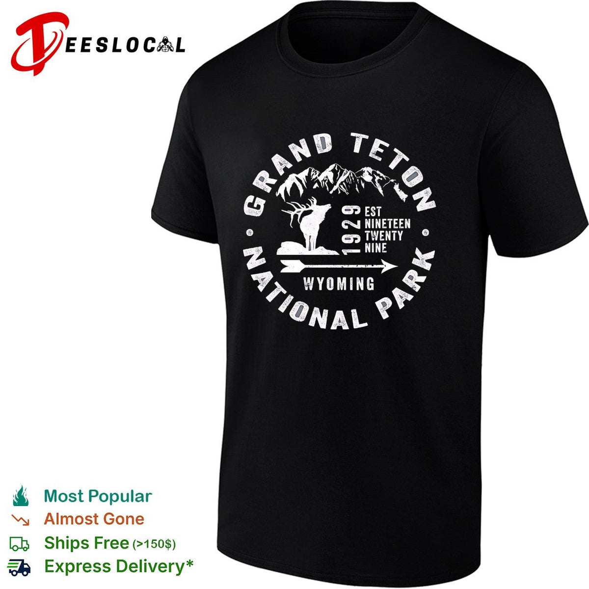 Grand Teton National Park Wyoming 1929 Est Nineteen Twenty Nine Elk Mountains shirt Unisex