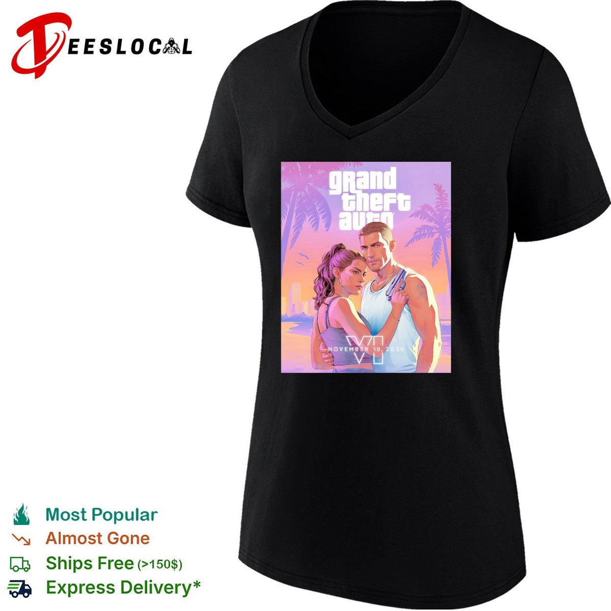 Grand Theft Auto 6 couple Vice City poster shirt Unisex