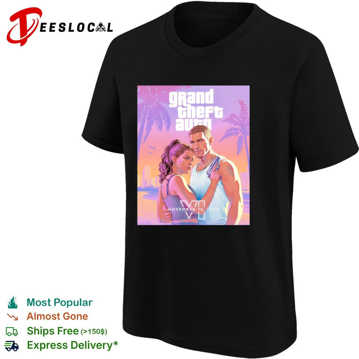Grand Theft Auto 6 couple Vice City poster shirt Unisex
