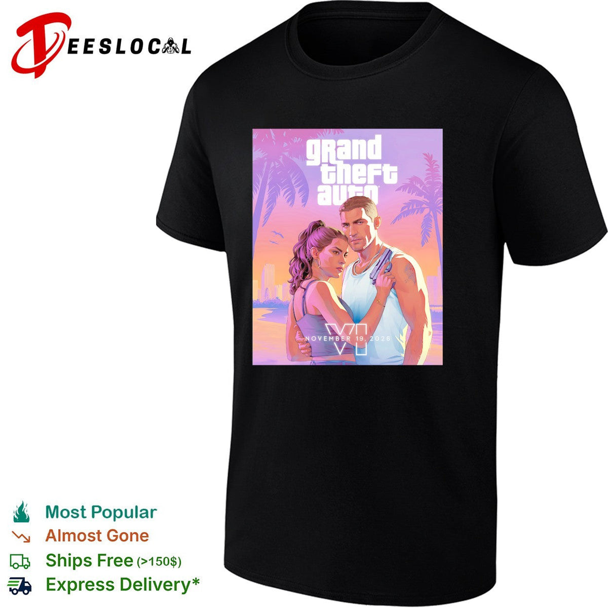 Grand Theft Auto 6 couple Vice City poster shirt Unisex