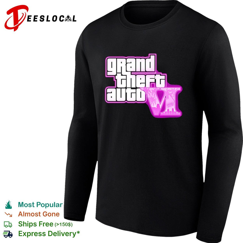 Grand Theft Auto VI video game neon logo six shirt Unisex