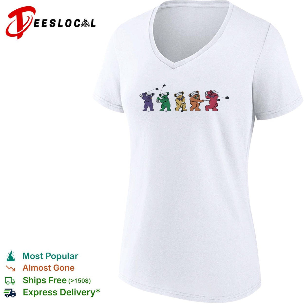 Grateful Dead Dancing Bears Golf Swing Sequence Shirt Unisex