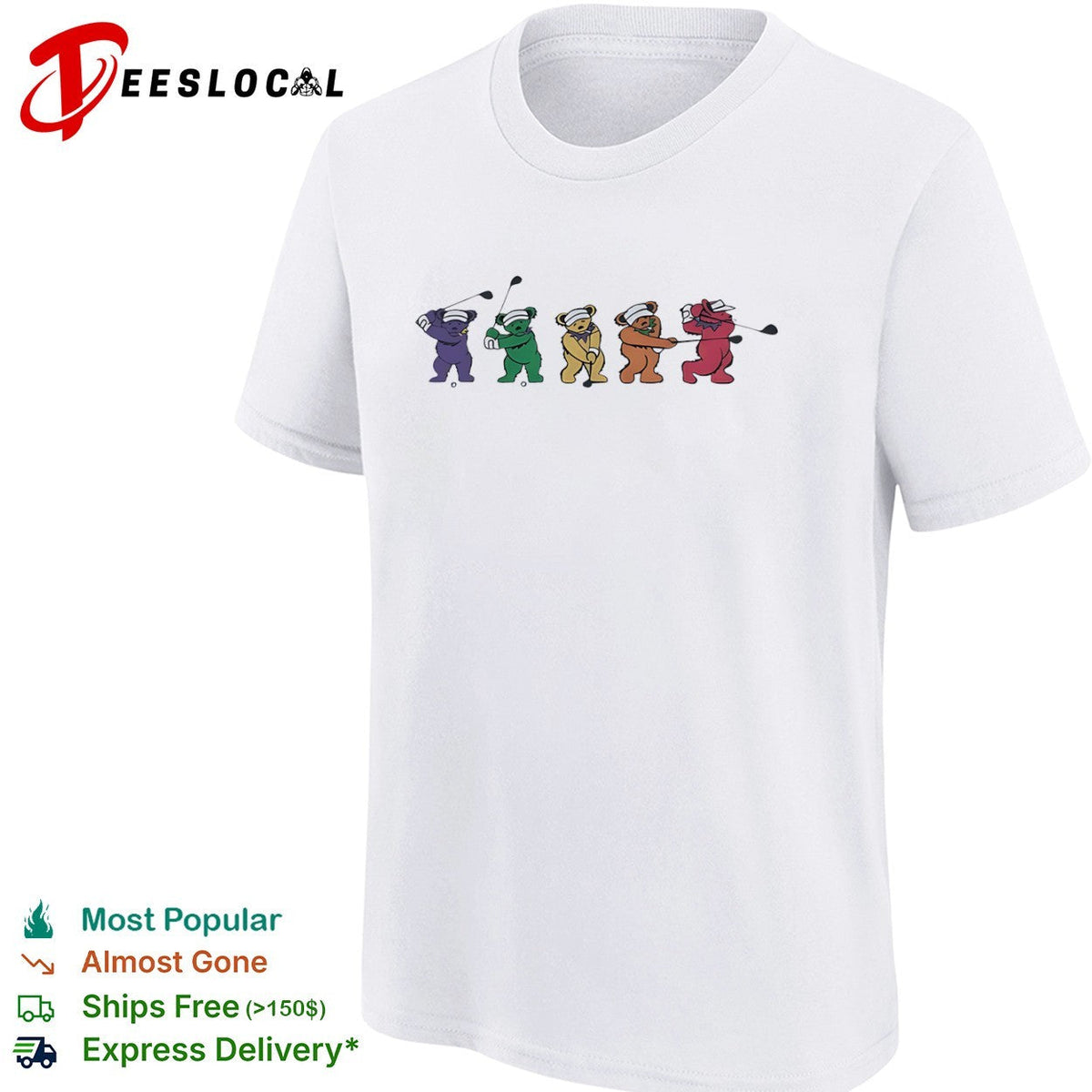 Grateful Dead Dancing Bears Golf Swing Sequence Shirt Unisex