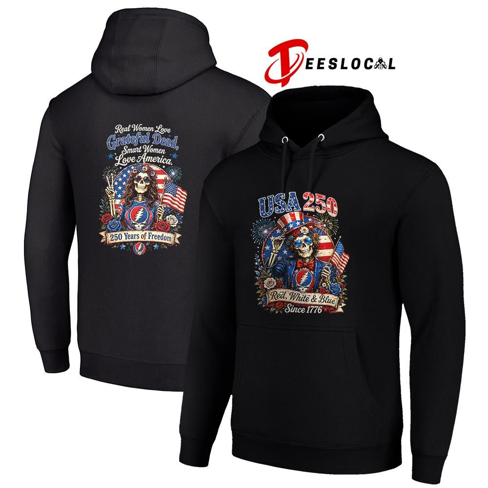 Grateful Dead USA 250 since 1776 red white and blue real women love graphic shirt Unisex