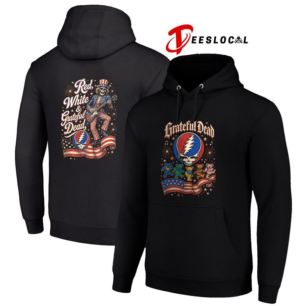 Grateful Dead red white USA flag mascot shirt Unisex