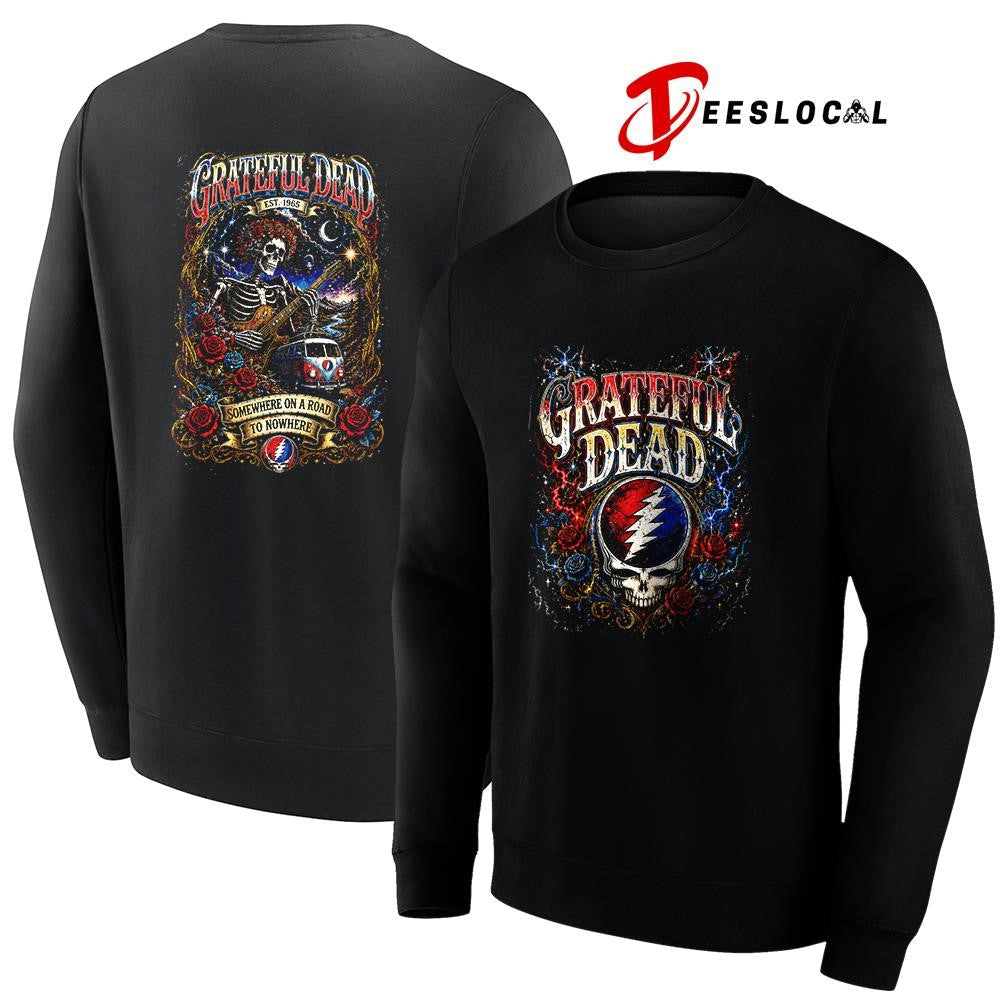 Grateful Dead somewhere on a road to nowhere skeleton graphic shirt Unisex