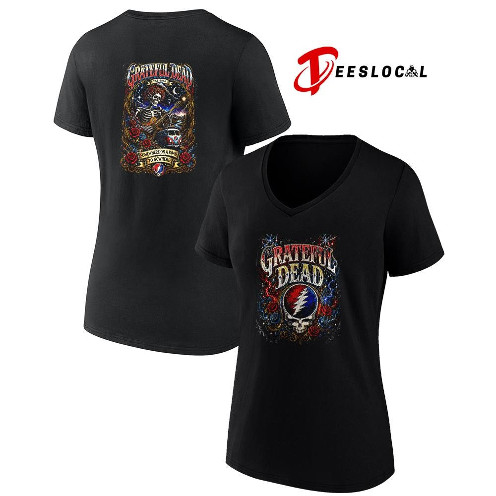 Grateful Dead somewhere on a road to nowhere skeleton graphic shirt Unisex