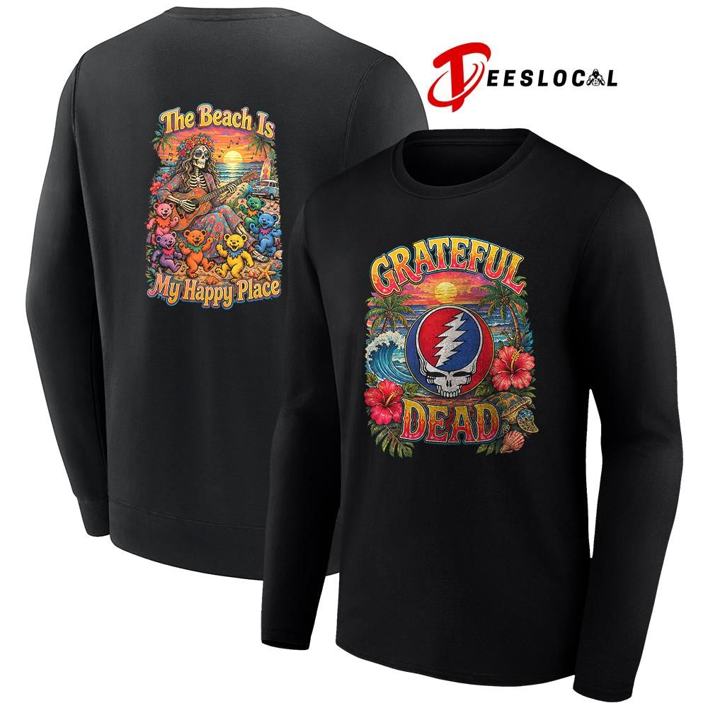 Grateful Dead the beach is my happy place shirt Unisex