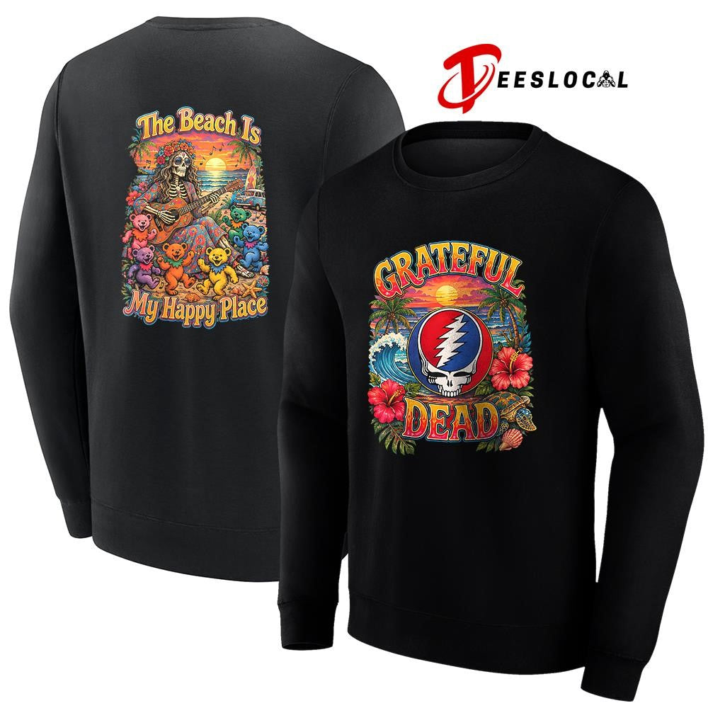 Grateful Dead the beach is my happy place shirt Unisex