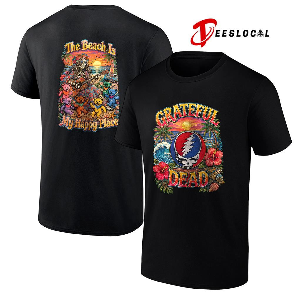 Grateful Dead the beach is my happy place shirt Unisex