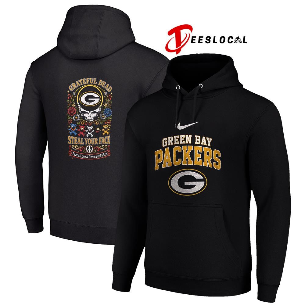 Green Bay Packers x Grateful Dead steal your face peace love logo shirt Unisex