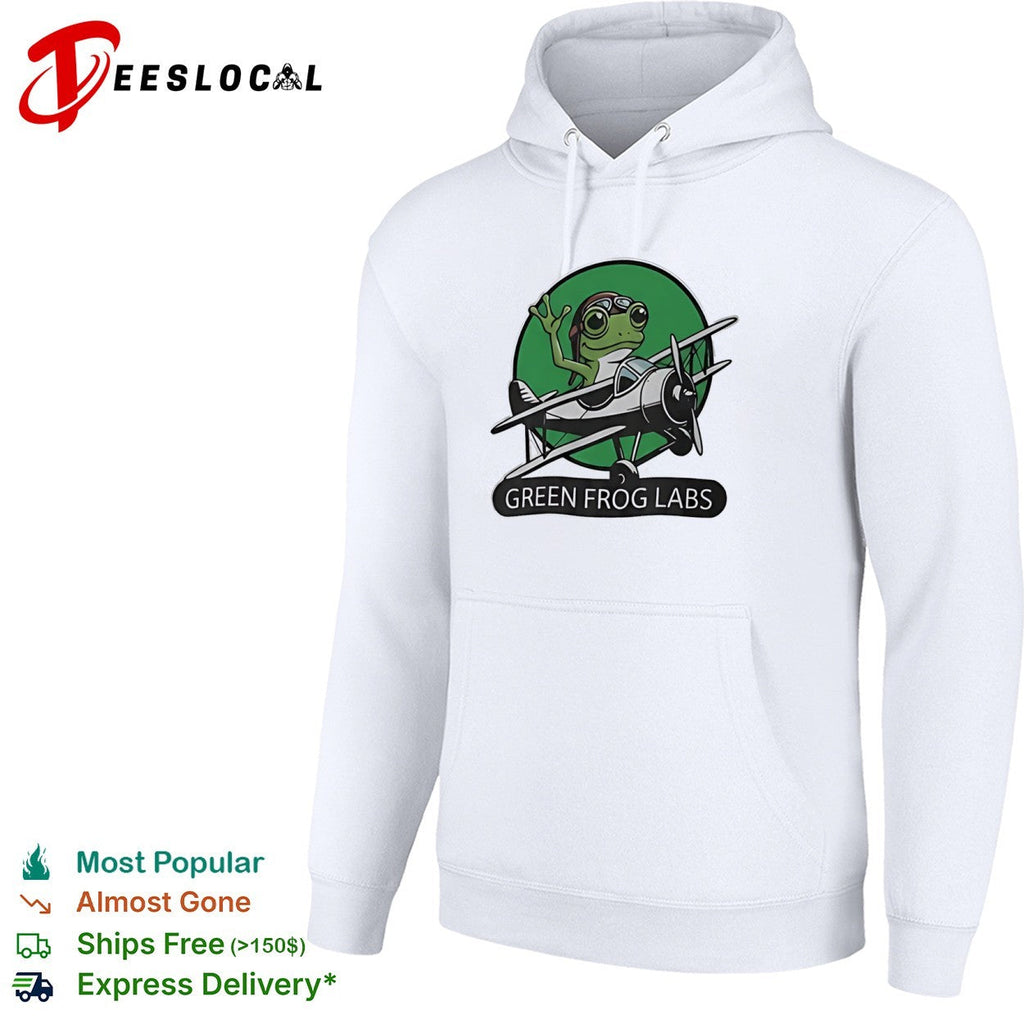 Green Frog Labs airplane flying frog mascot shirt Unisex