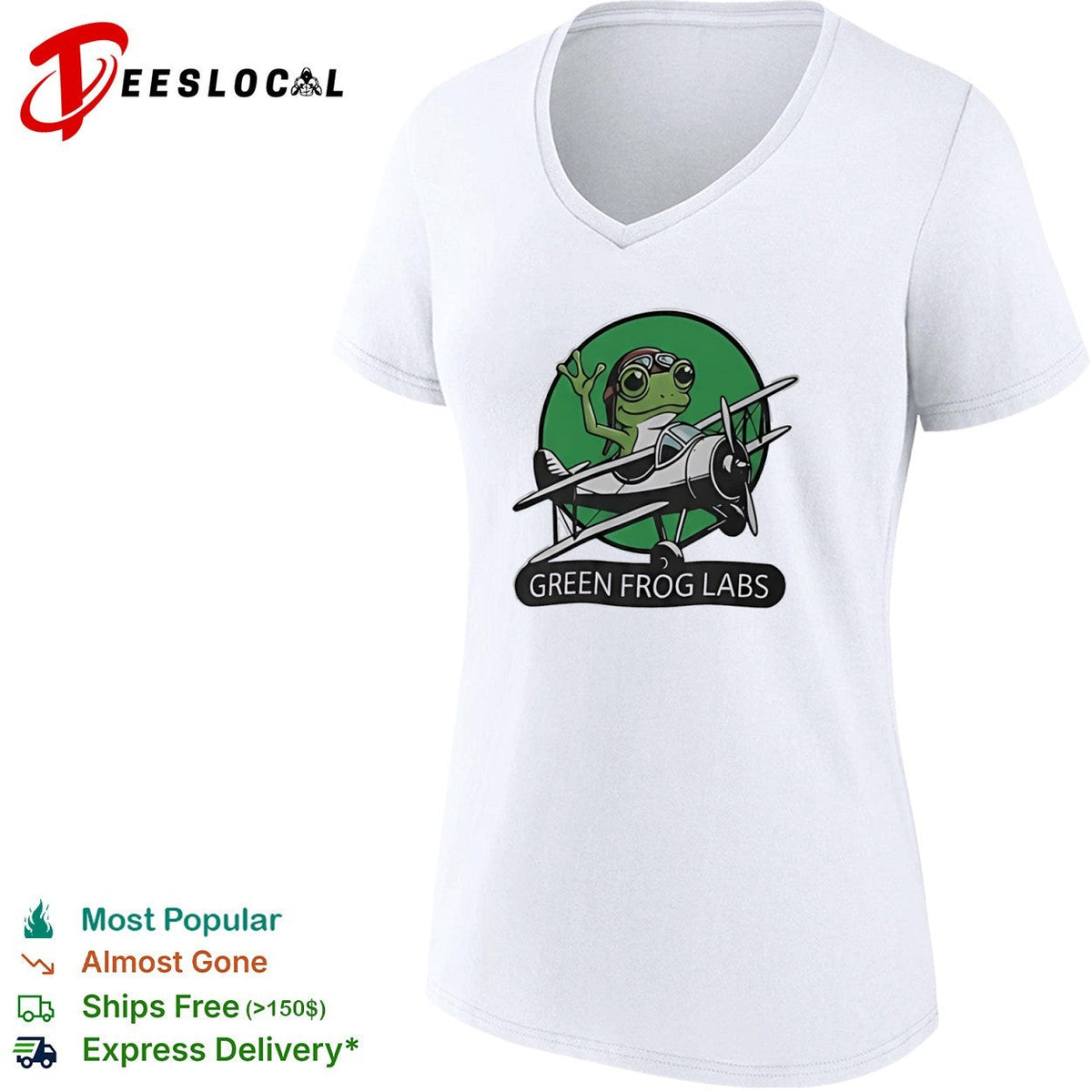 Green Frog Labs airplane flying frog mascot shirt Unisex