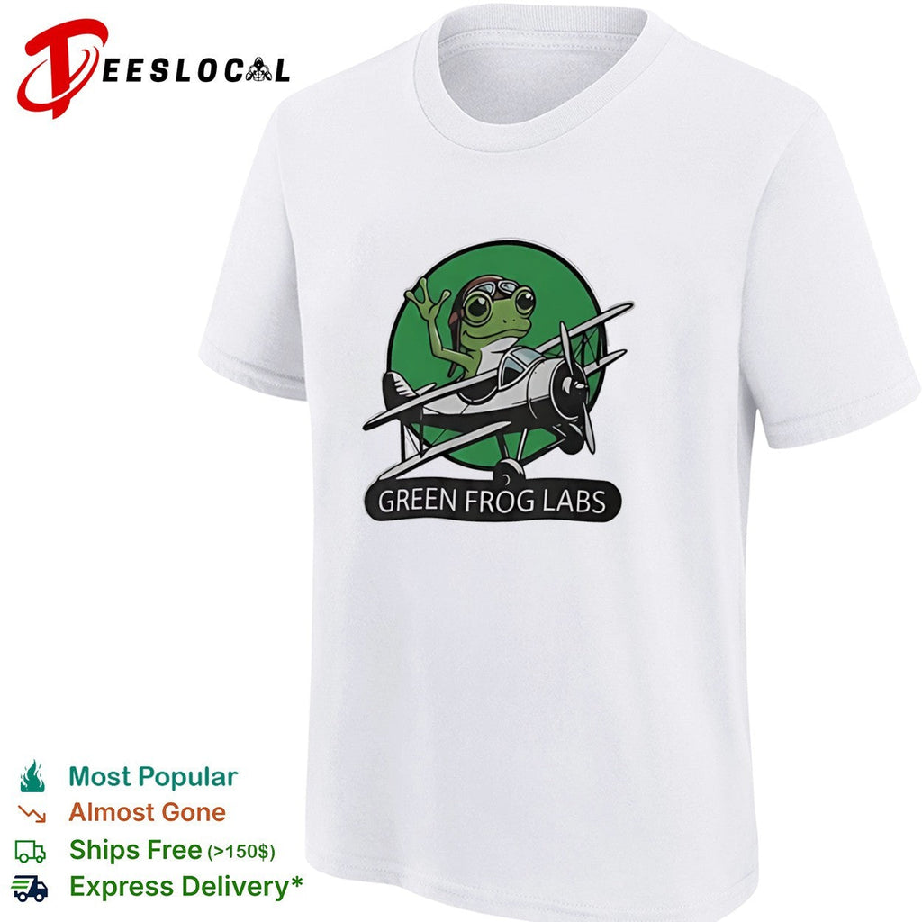 Green Frog Labs airplane flying frog mascot shirt Unisex