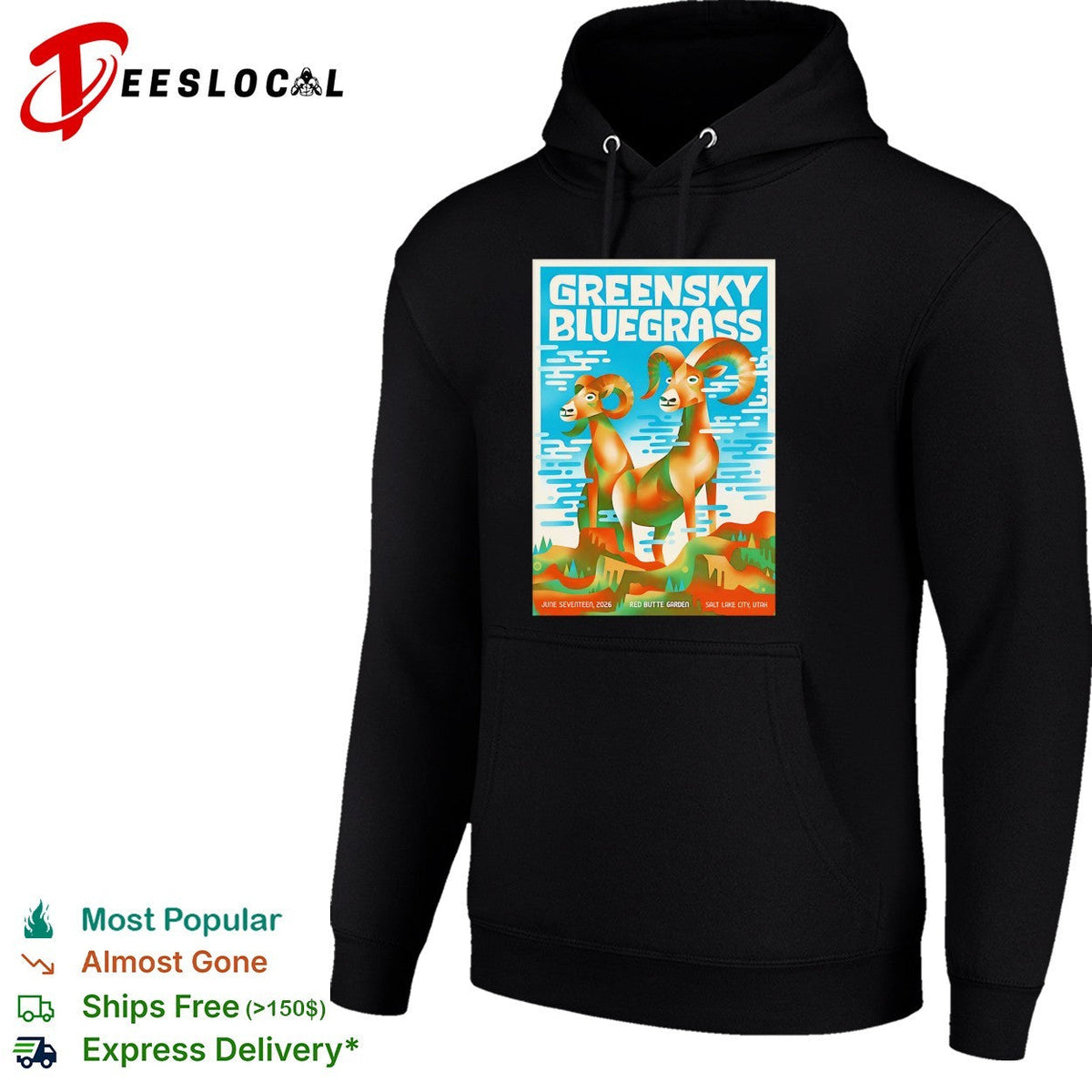 Greensky Bluegrass band concert poster bighorn rams Red Butte Garden Utah graphic shirt Unisex