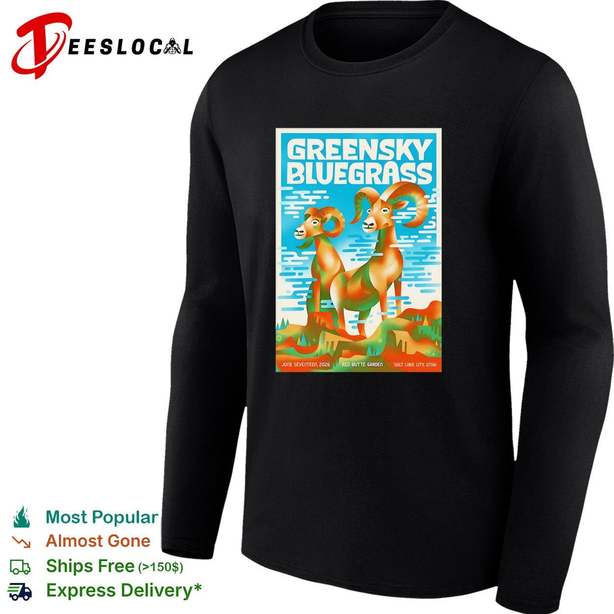 Greensky Bluegrass band concert poster bighorn rams Red Butte Garden Utah graphic shirt Unisex