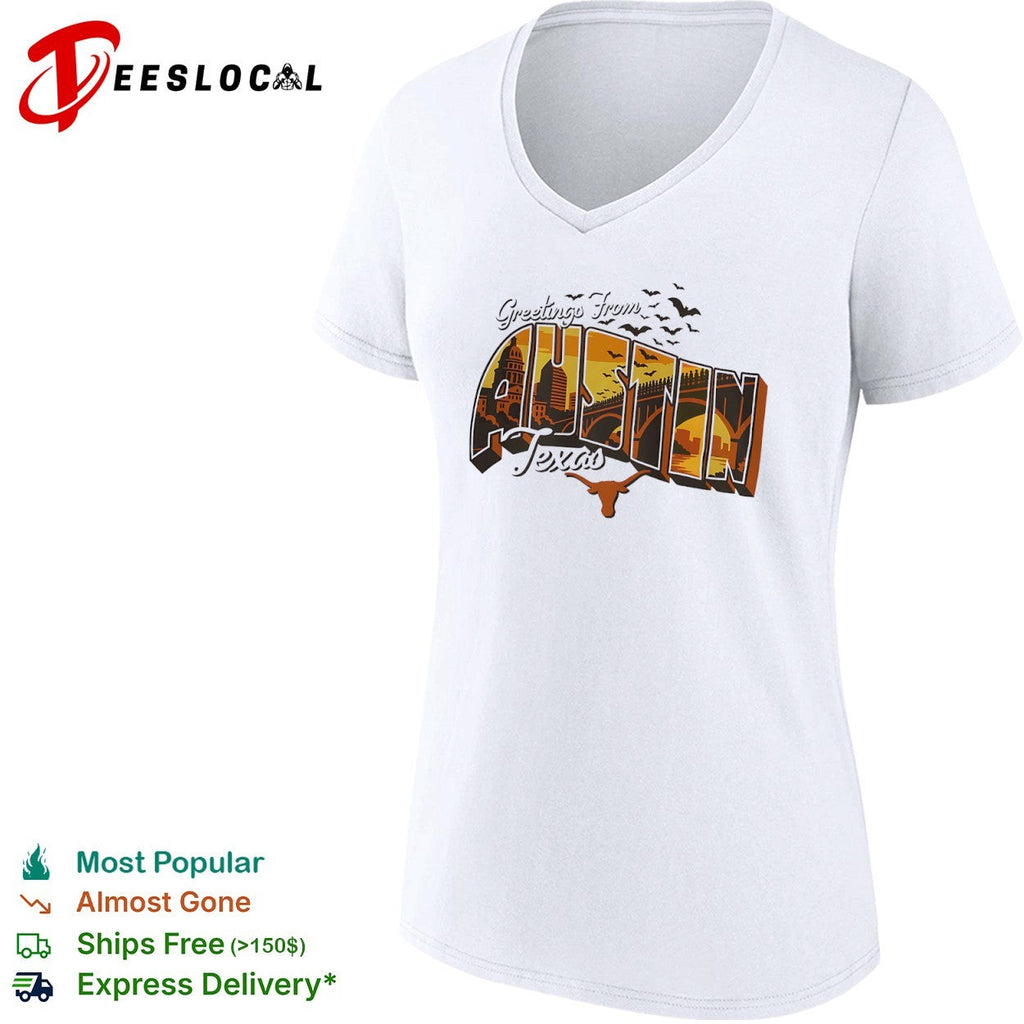 Greetings From Austin Texas Longhorn Silhouette Bats Capitol City Skyline shirt Unisex