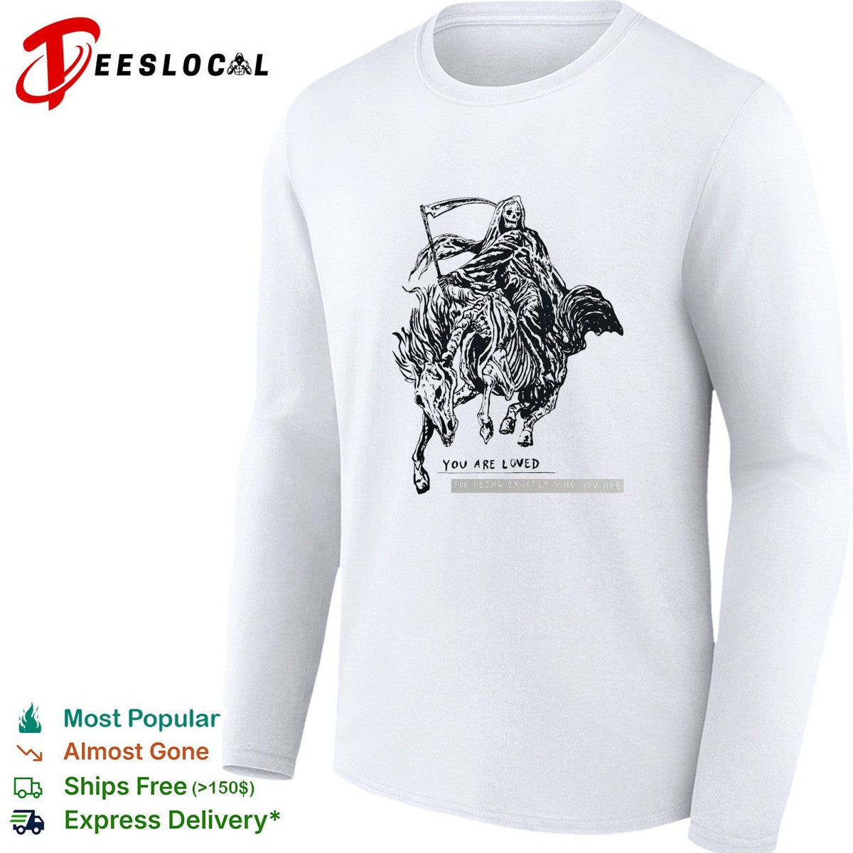 Grim reaper riding skeleton horse you are loved shirt Unisex
