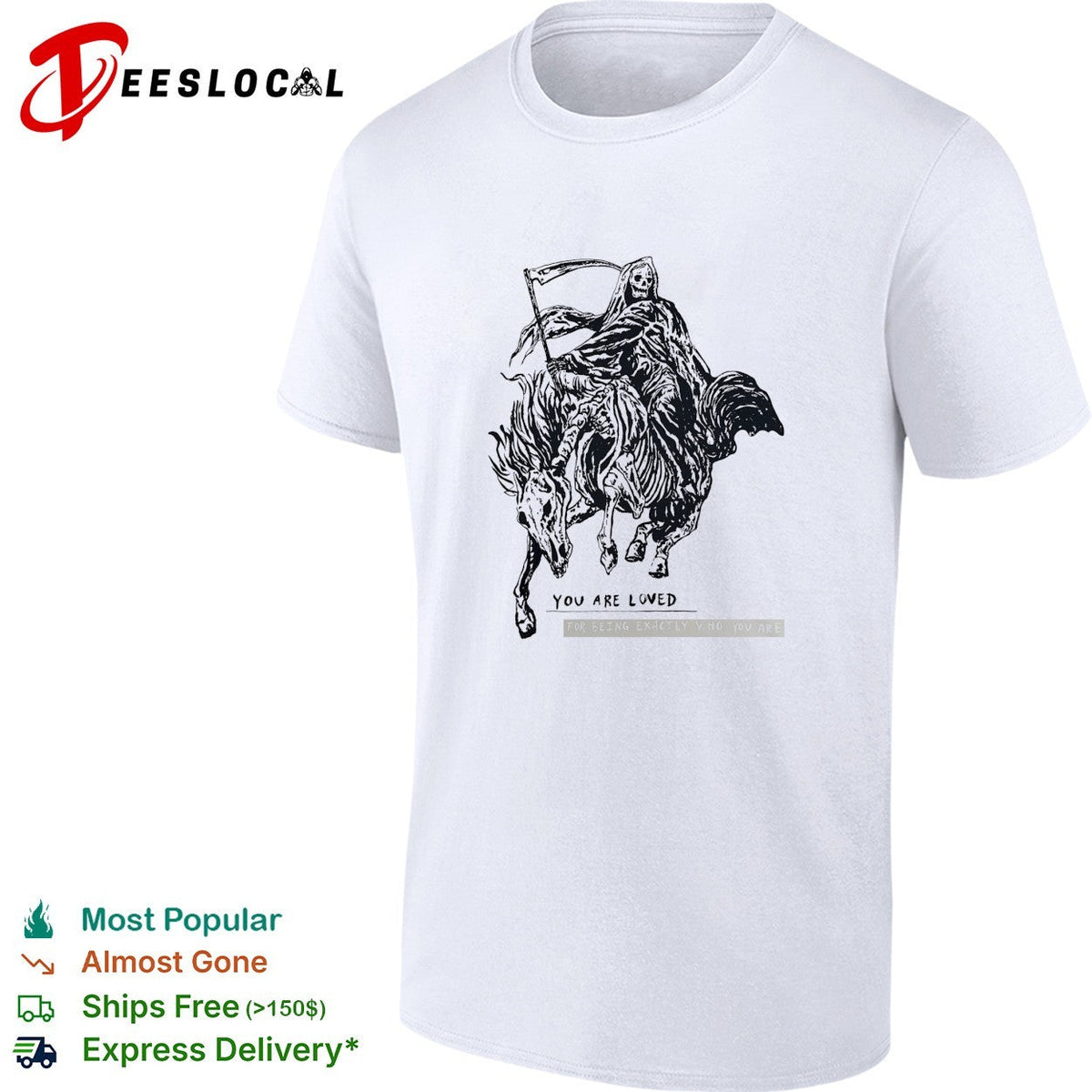 Grim reaper riding skeleton horse you are loved shirt Unisex
