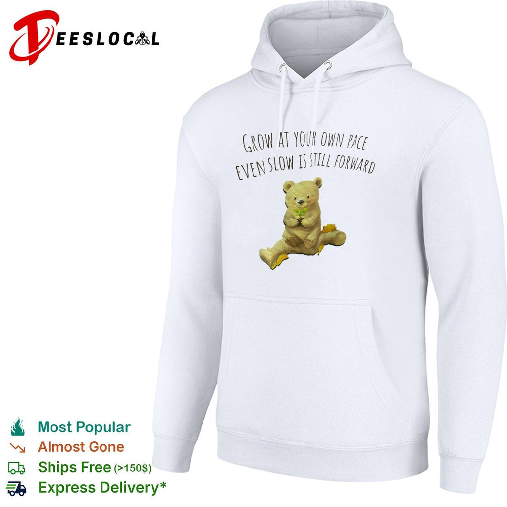 Grow at your own pace even slow is still forward bear holding a plant shirt Unisex