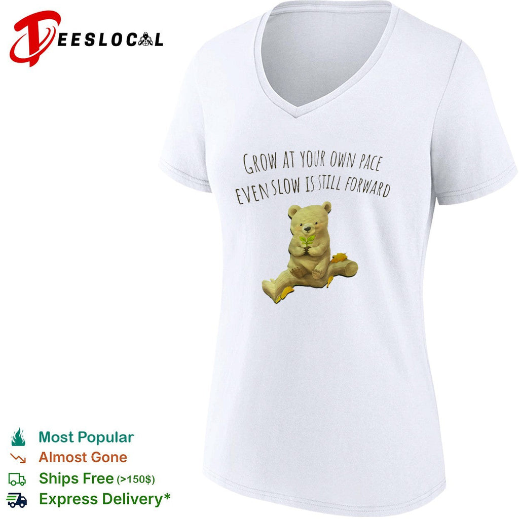 Grow at your own pace even slow is still forward bear holding a plant shirt Unisex
