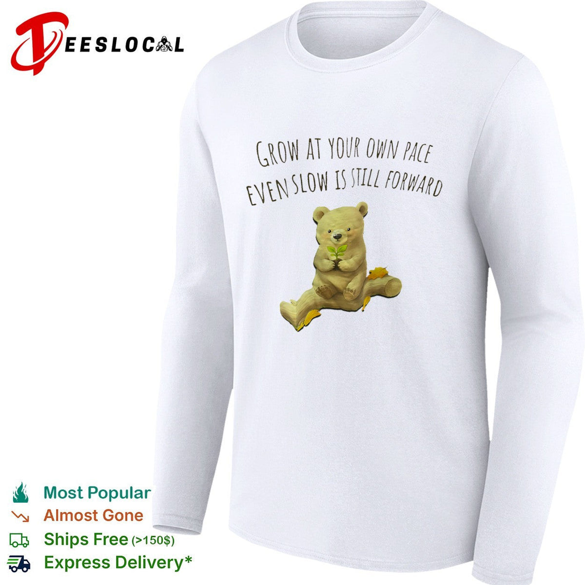 Grow at your own pace even slow is still forward bear holding a plant shirt Unisex