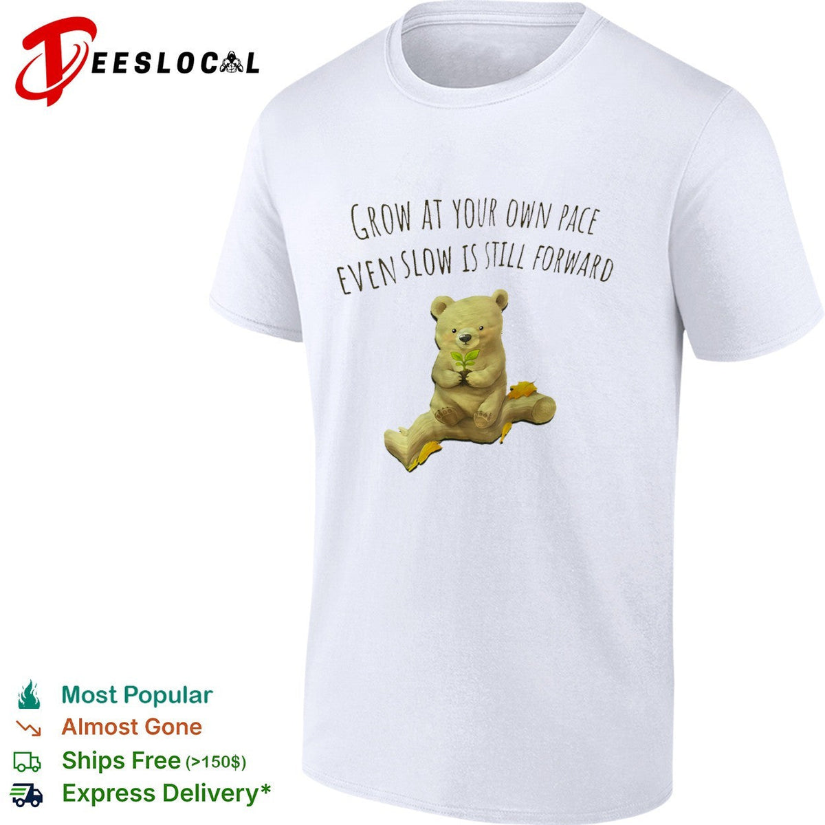Grow at your own pace even slow is still forward bear holding a plant shirt Unisex