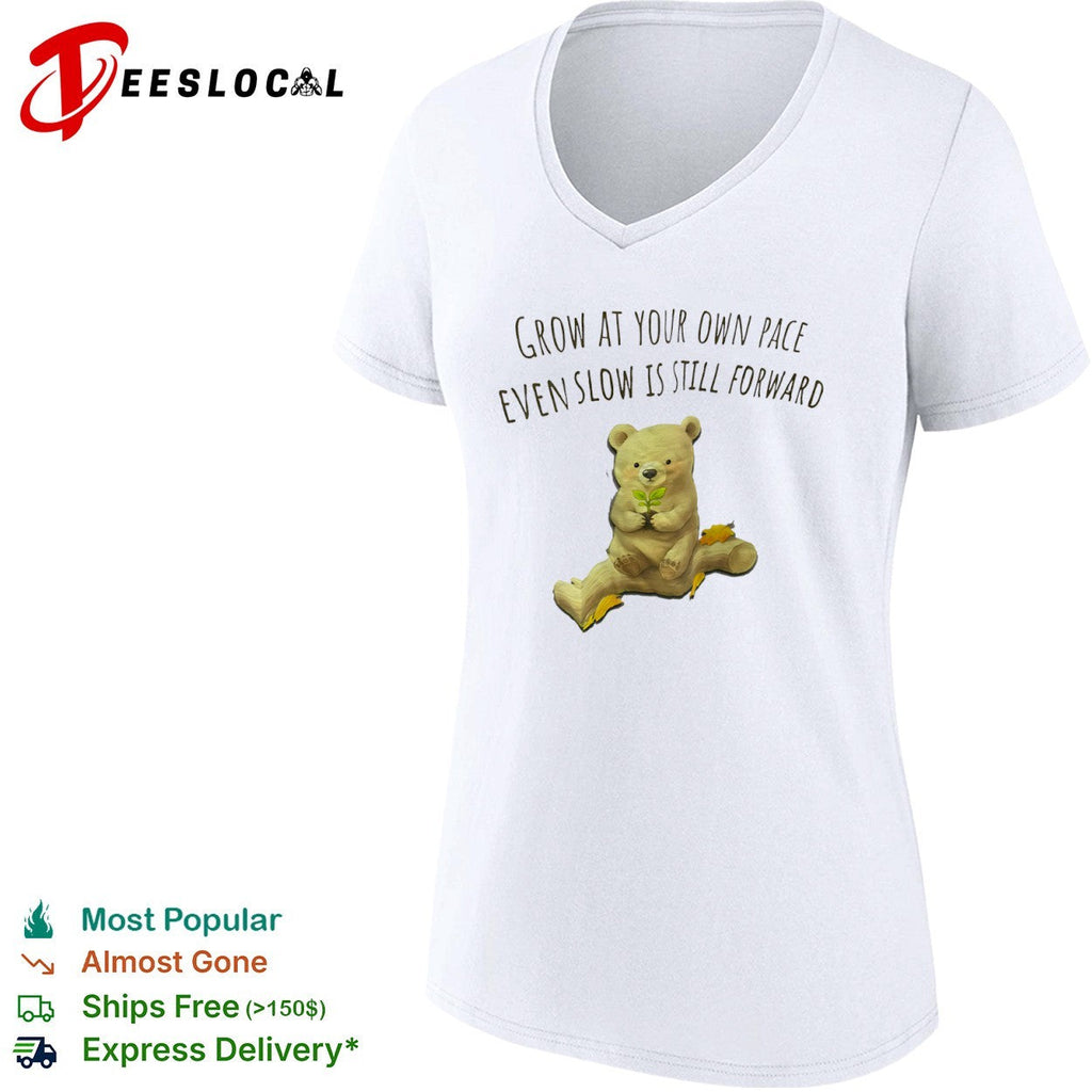 Grow at your own pace even slow is still forward bear with plant sprout shirt Unisex