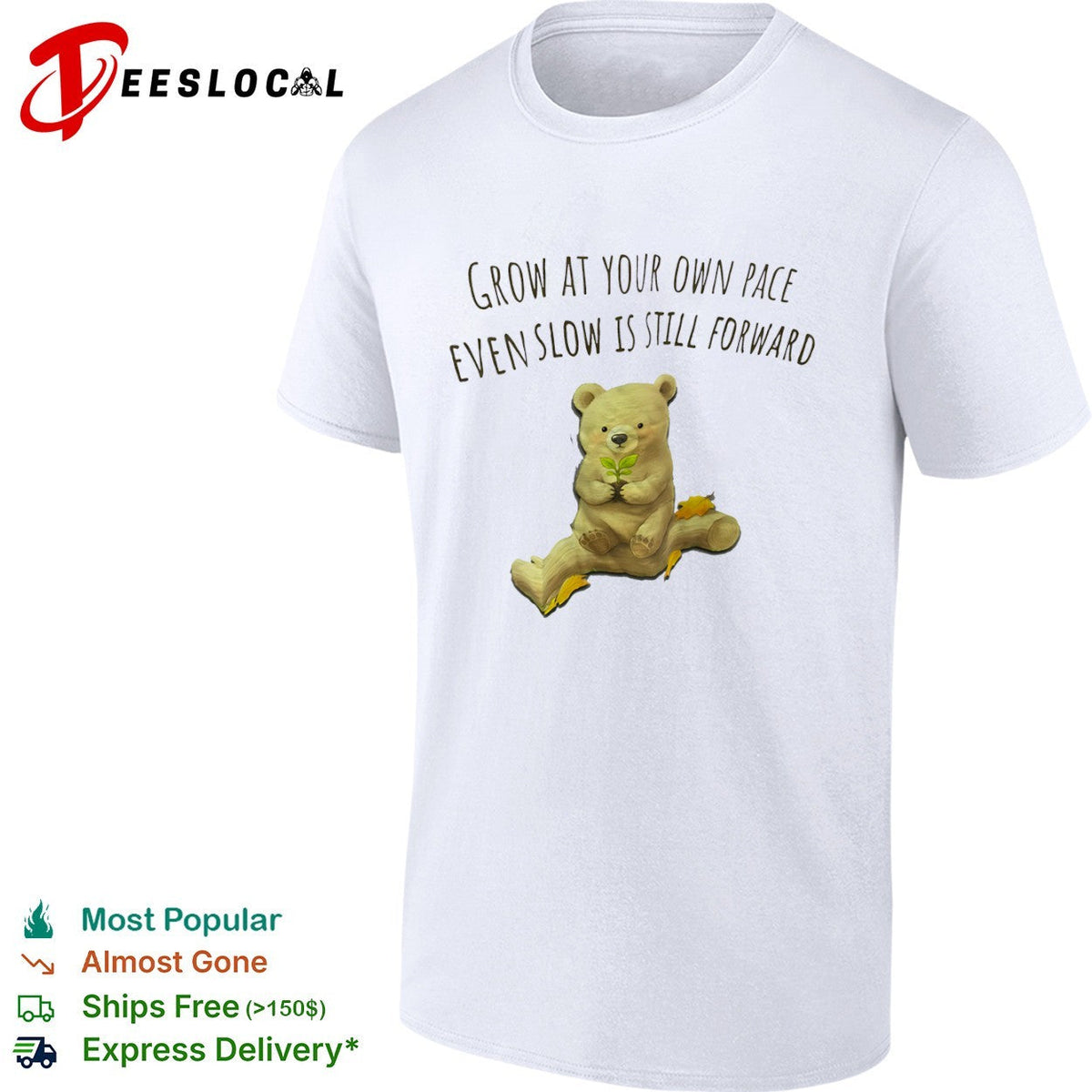 Grow at your own pace even slow is still forward bear with plant sprout shirt Unisex
