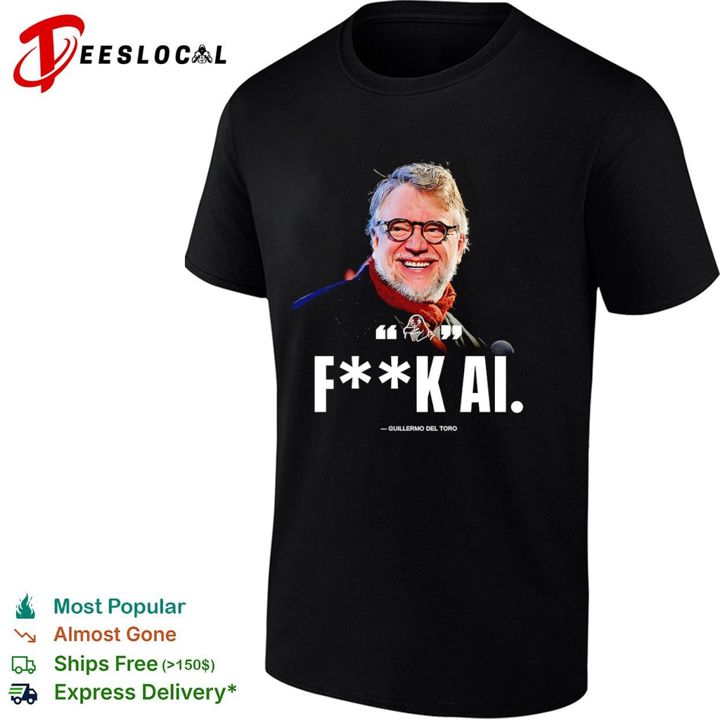 Guillermo del Toro fk AI Quote for Film Industry Enthusiasts Casual Cotton shirt Unisex