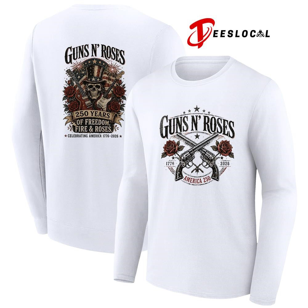 Gun ‘N Roses 250 years of freedom fire and roses graphic shirt Unisex