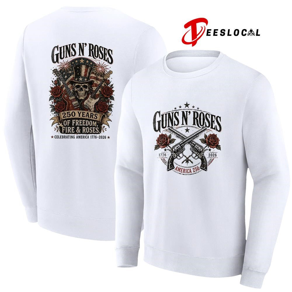 Gun ‘N Roses 250 years of freedom fire and roses graphic shirt Unisex