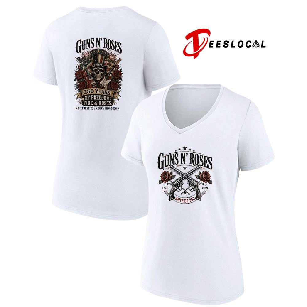 Gun ‘N Roses 250 years of freedom fire and roses graphic shirt Unisex